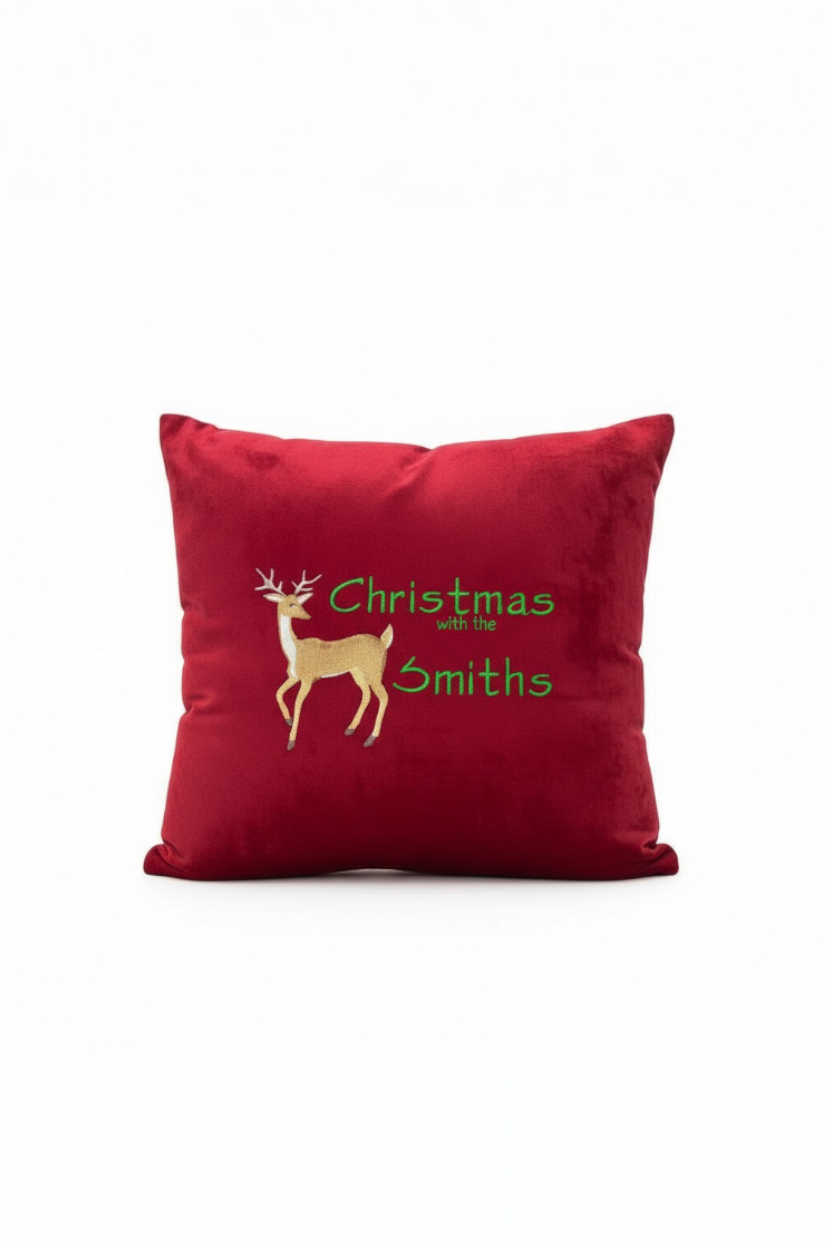 Red Christmas Deer Pillow