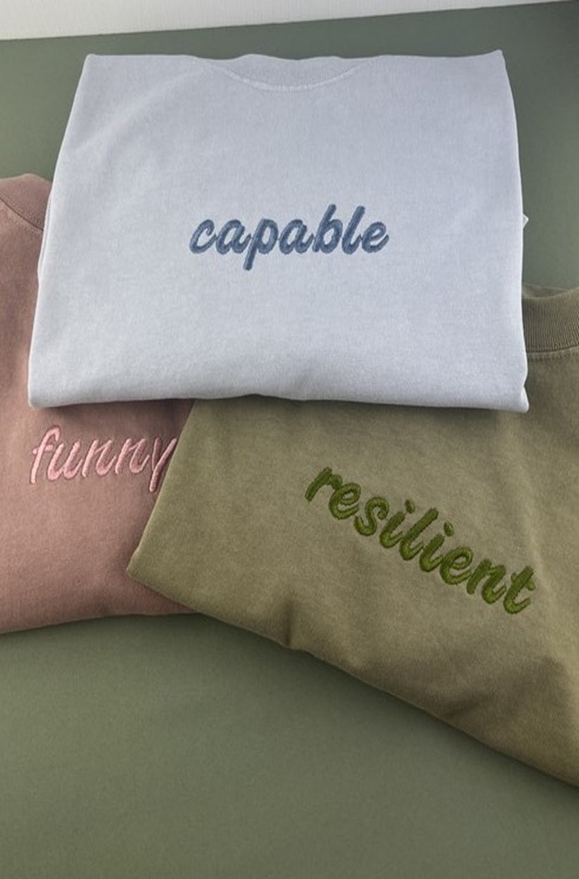 Personalised Embroidered Affirmation Tee