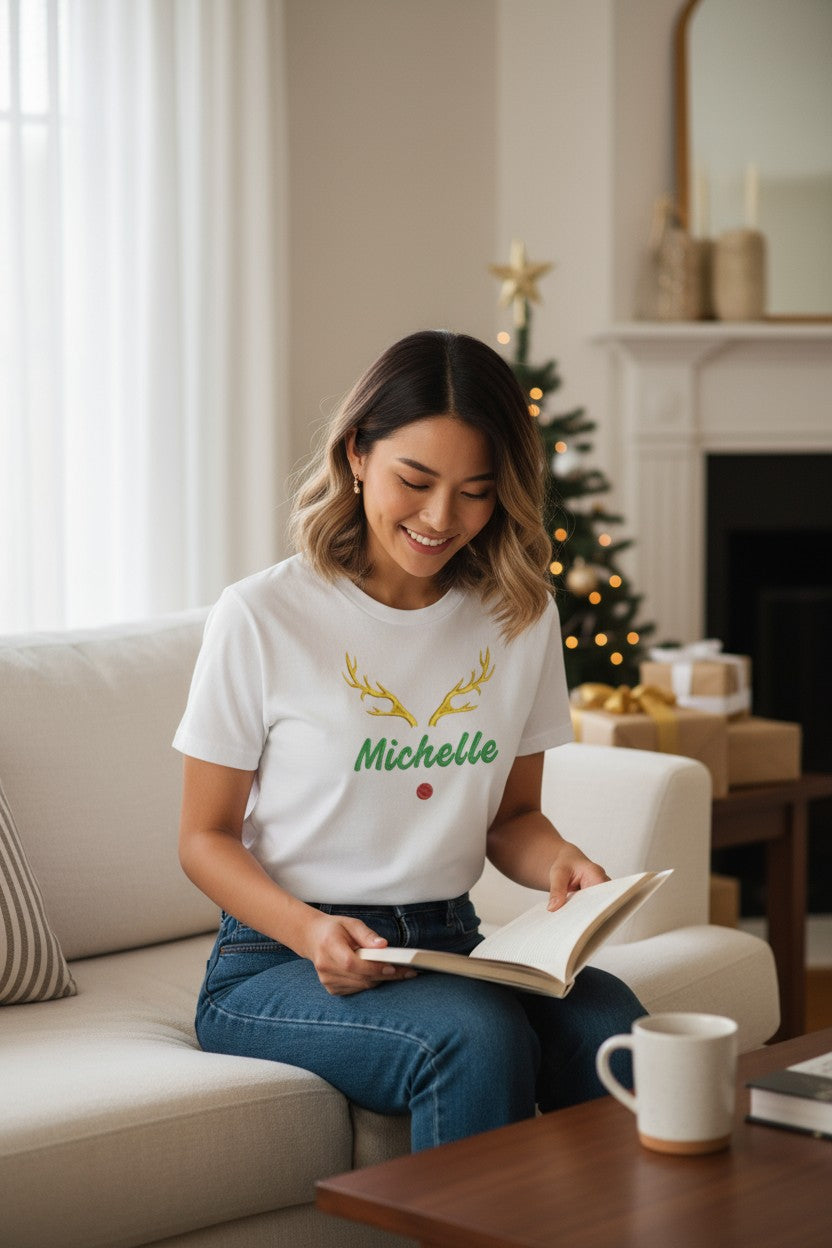 Christmas Deer Tshirt with name